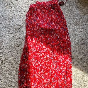 CJ Banks red floral accordion skirt